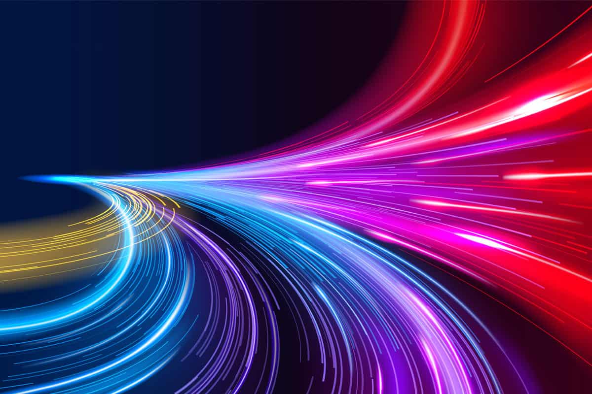 Bright colors zoom past indicating a fast wired network